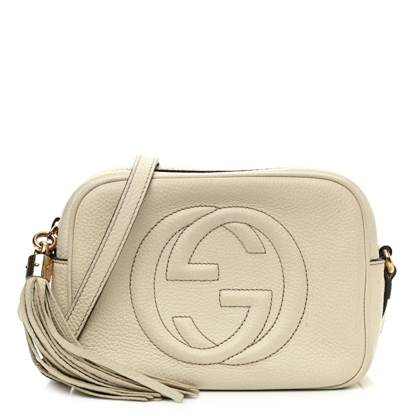 Pebbled Calfskin Small Soho Disco Bag Off White