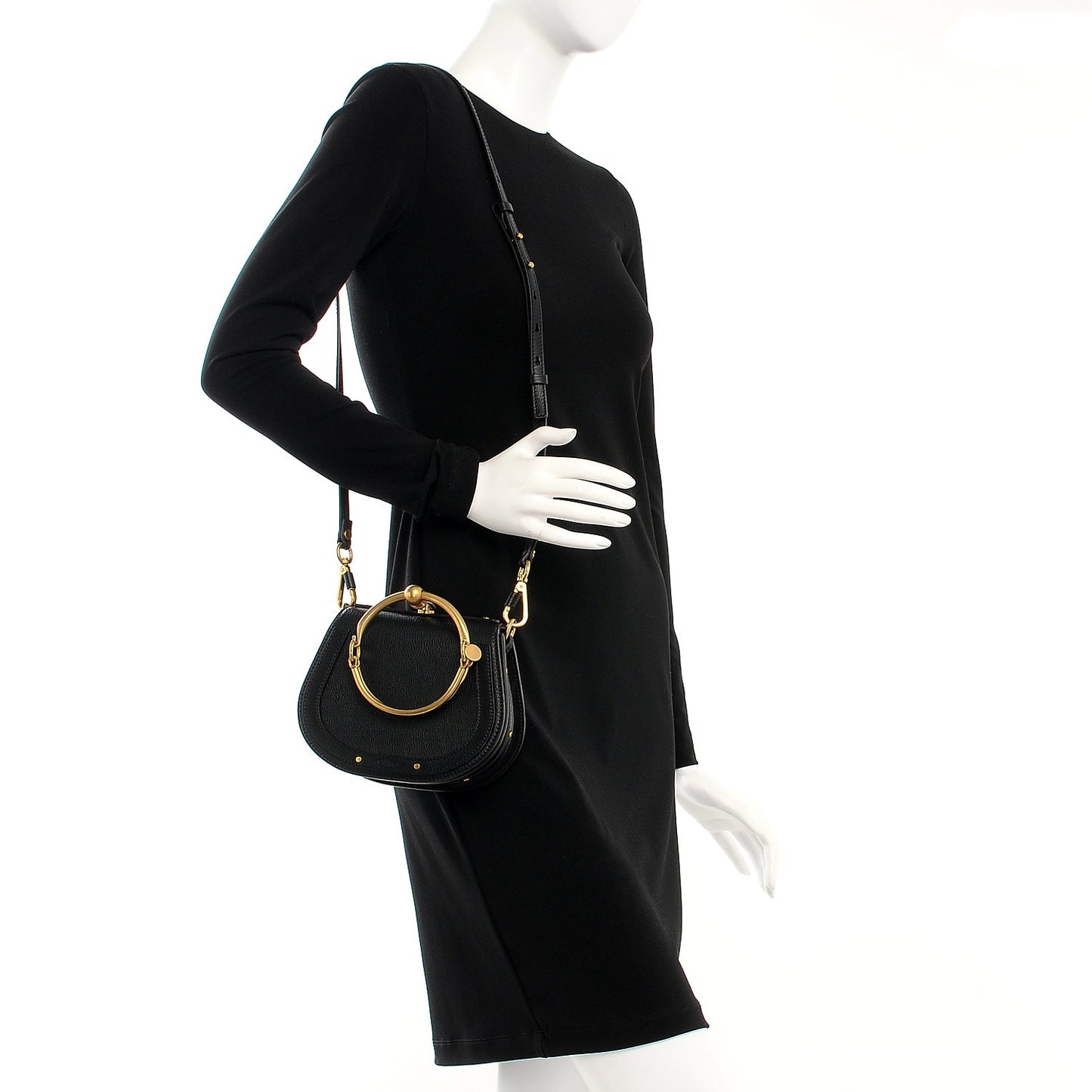 Calfskin Suede Small Nile Bracelet Bag Black