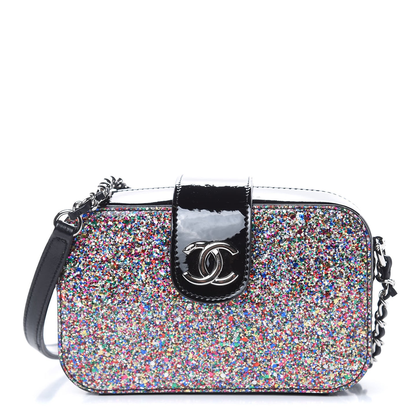 Glitter Patent Camera Case Multicolor Black