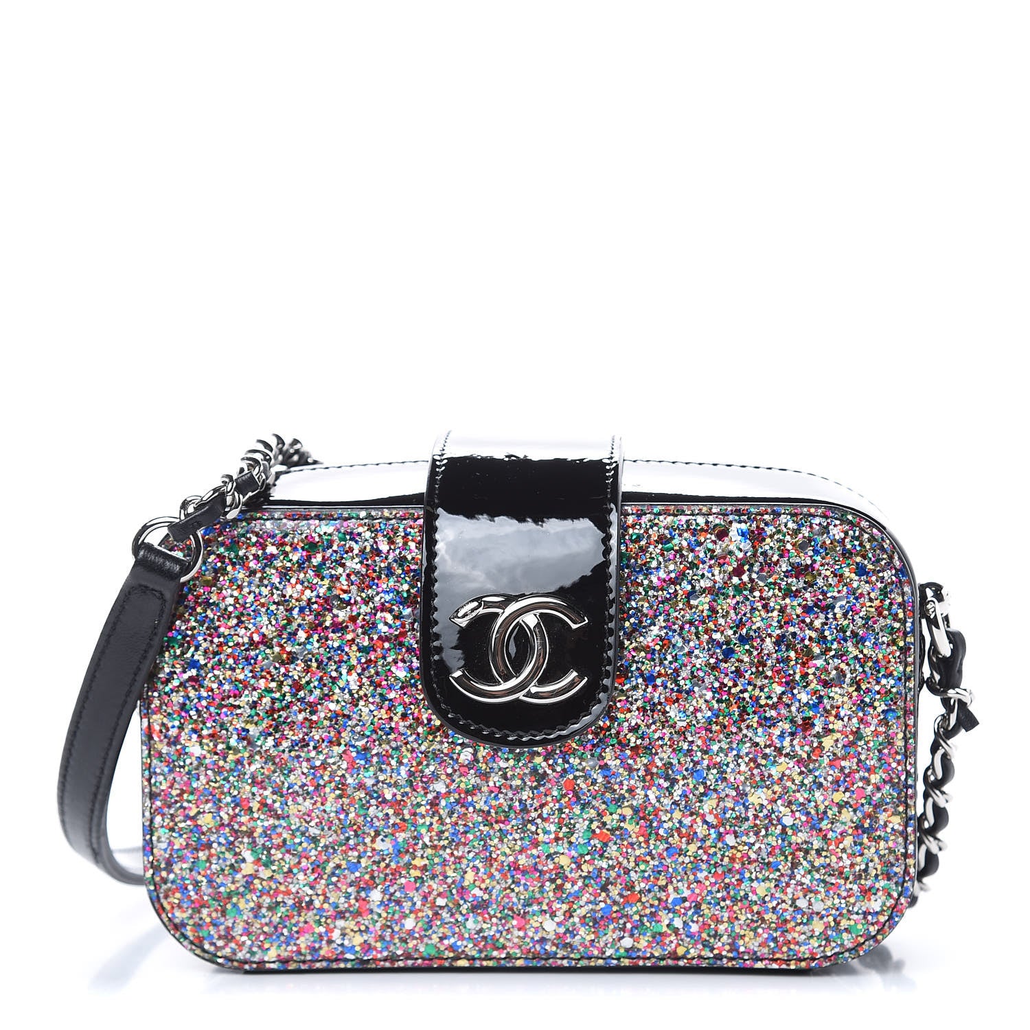 Chanel Glitter Patent Camera Case Multicolor Black 1 of 10