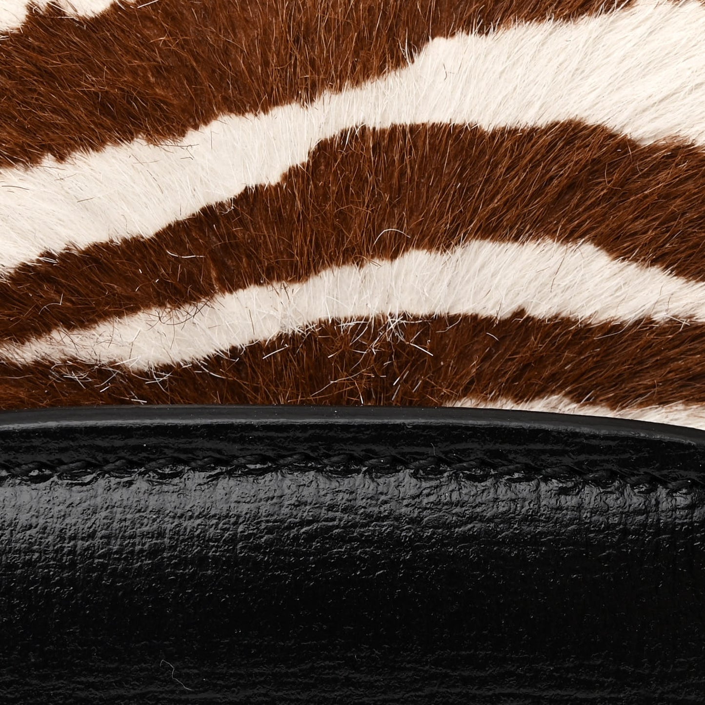Pony Hair Zebra Striped Horsebit 1955 Shoulder Bag White Brown Black