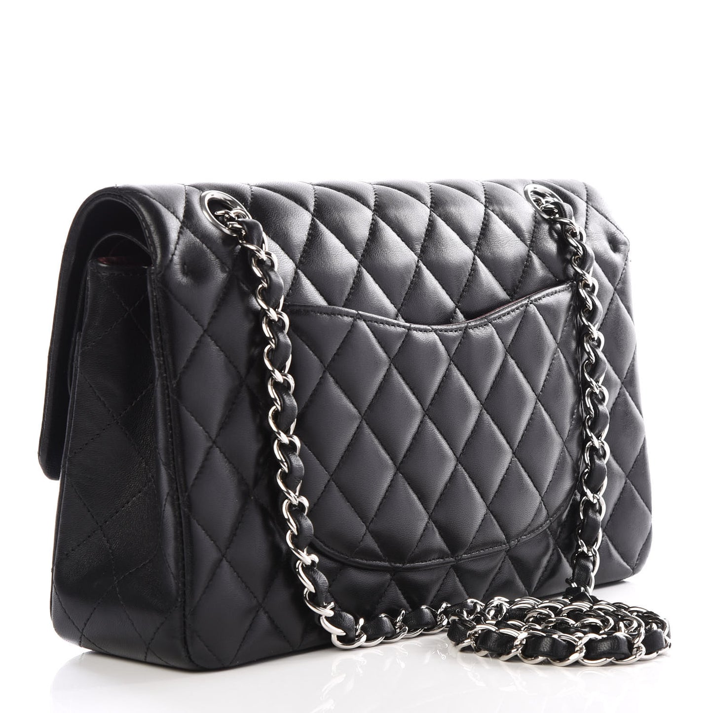 Lambskin Quilted Medium Double Flap Black