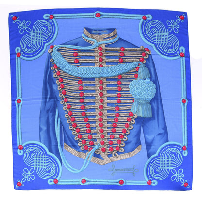 Hermes Cashmere Silk Brandebourgs Shawl 140 Bleu Turquoise 1 of 5