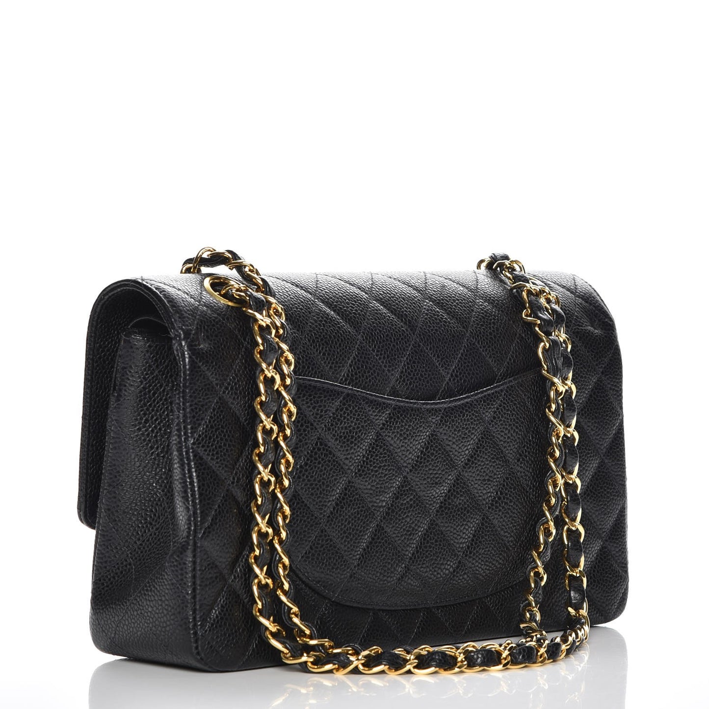 Caviar Quilted Medium Double Flap Black