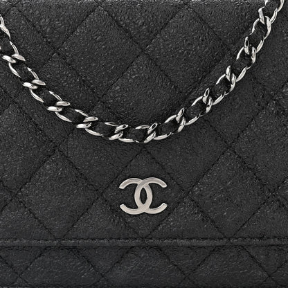 Chanel Crackled Calfskin Wallet On Chain WOC Black 8 of 12