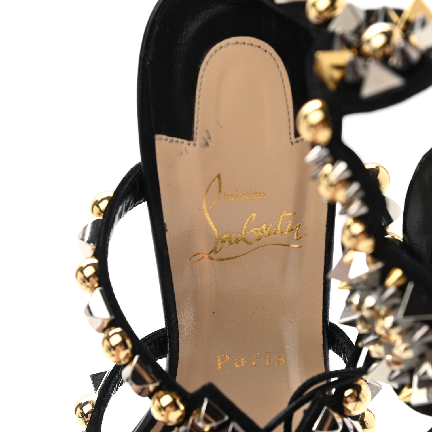 Christian Louboutin Shiny Nappa Studded Kaleikita 100 Sandals 40 Black 6 of 8