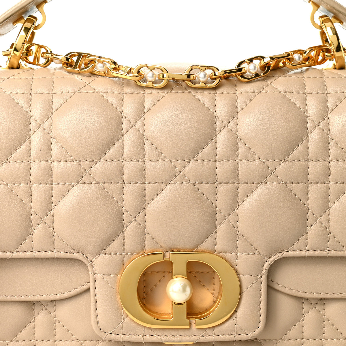 Lambskin Cannage Small Jolie Top Handle Bag Powder Beige Latte