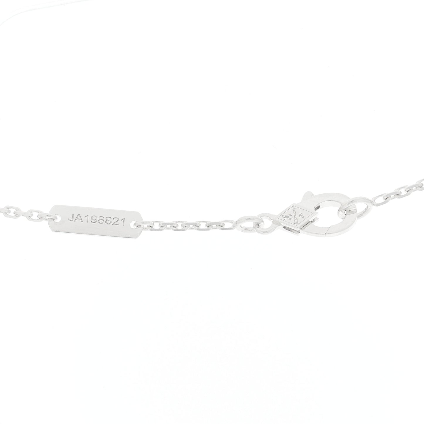 18k White Gold Chalcedony Vintage Alhambra Pendant Necklace