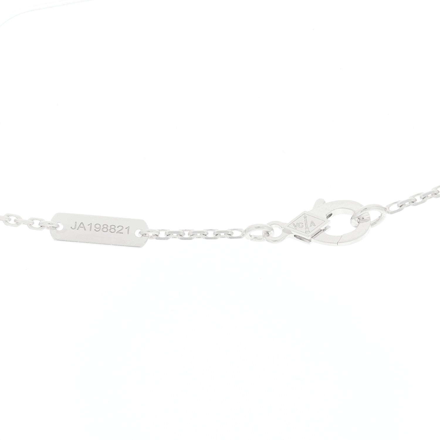 Van Cleef & Arpels 18k White Gold Chalcedony Vintage Alhambra Pendant Necklace 5 of 6