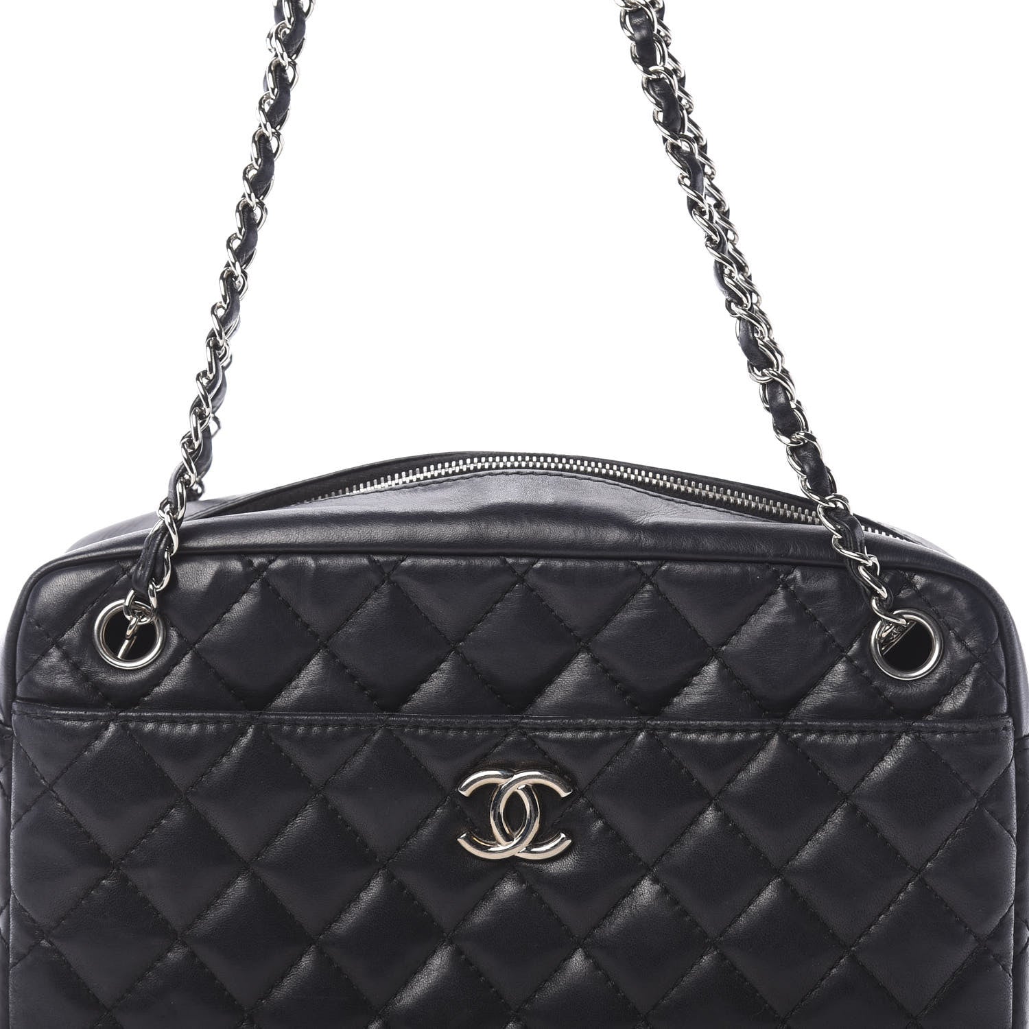 Chanel Lambskin Quilted Medium Camera Case Black 16 of 17