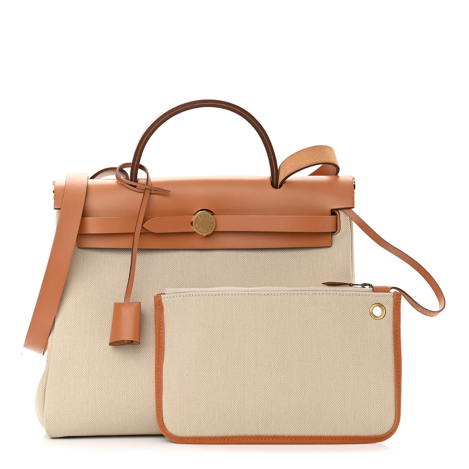 Hermes Vache Hunter Toile Herbag Zip 31 PM Trench Gold 3 of 9