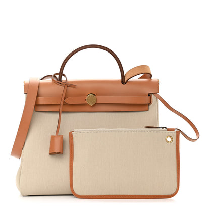 Hermes Vache Hunter Toile Herbag Zip 31 PM Trench Gold 3 of 9