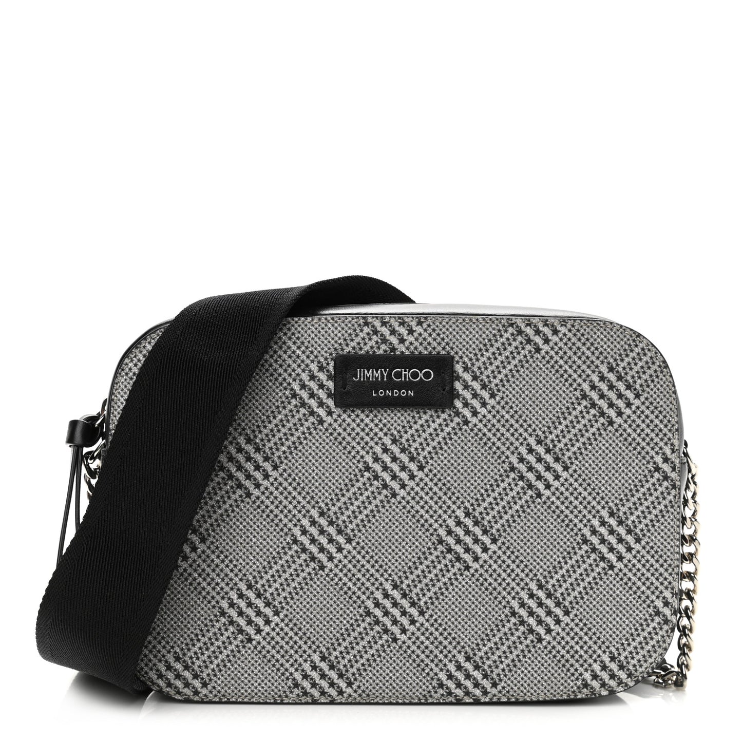 Metallic Fabric Plaid Prince Of Stars Crossbody Bag Silver Black