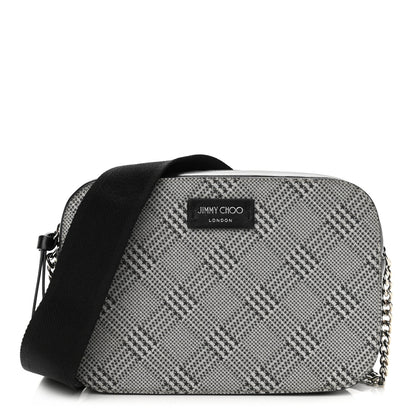 Jimmy Choo Metallic Fabric Plaid Prince Of Stars Crossbody Bag Silver Black 1 of 10