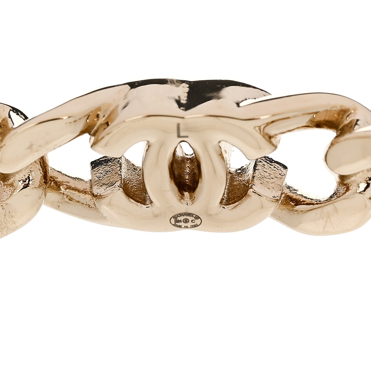 Enamel CC Chain Link Cuff Bracelet Gold Multicolor