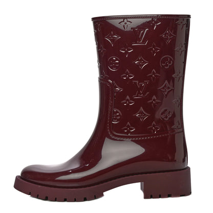 Louis Vuitton Rubber Embossed Monogram Drops Flat Half Boots 39 Burgundy 1 of 10