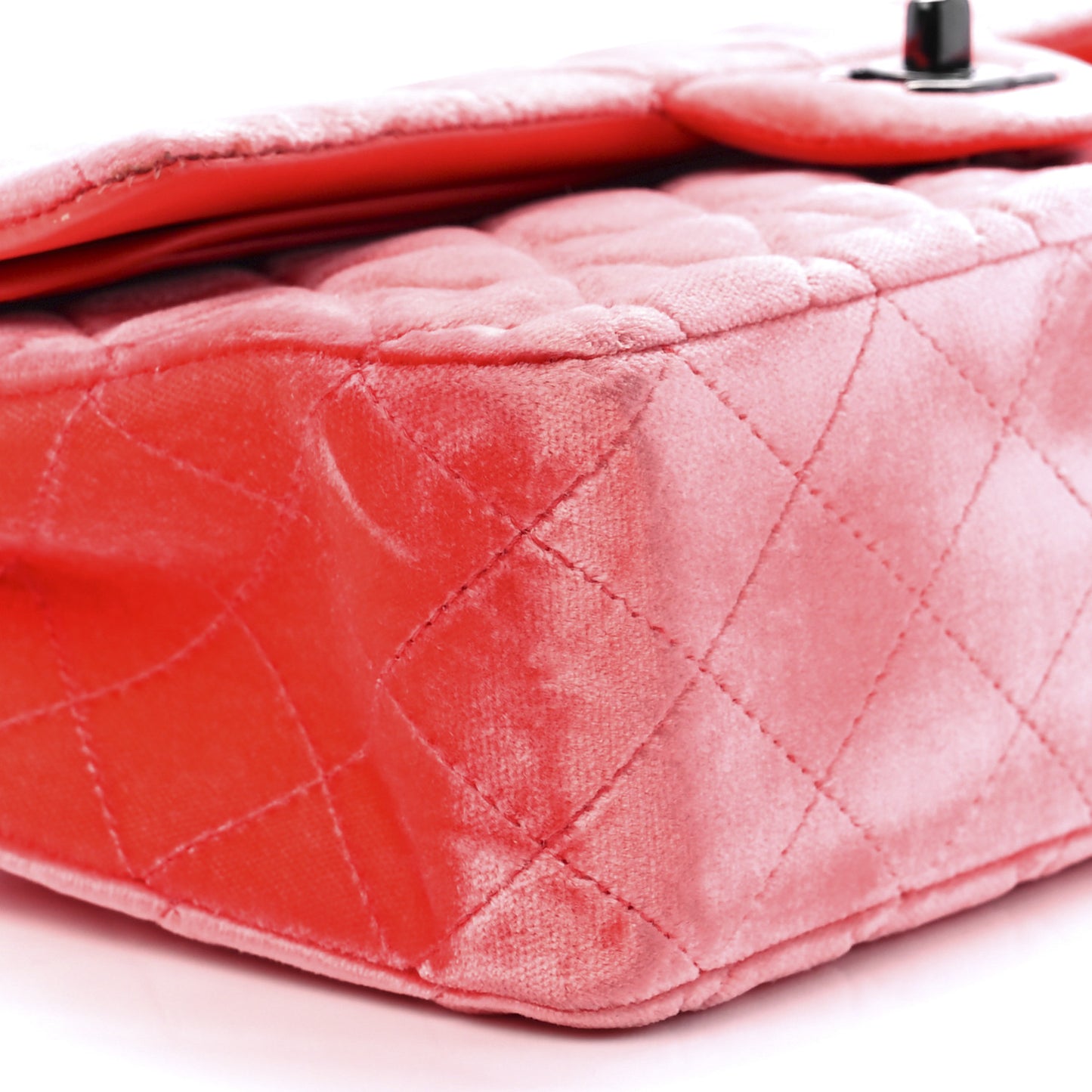 Velvet Quilted Medium Double Flap Coral