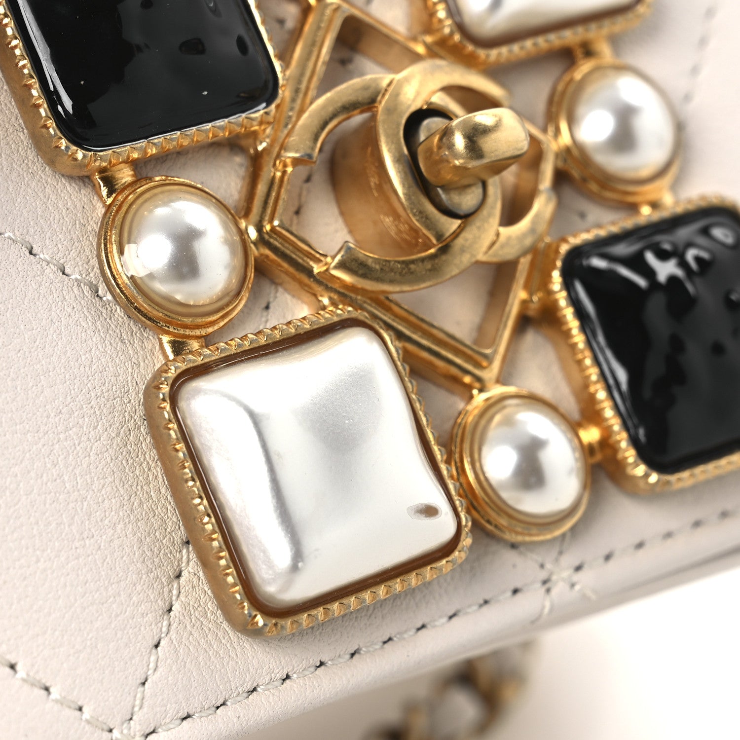 Chanel Calfskin Quilted Crystal Pearl Mini Flap Bag White 11 of 11