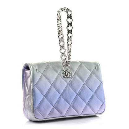 Chanel Gradient Metallic Calfskin Quilted Clutch Silver Blue Yellow Purple 3 of 7