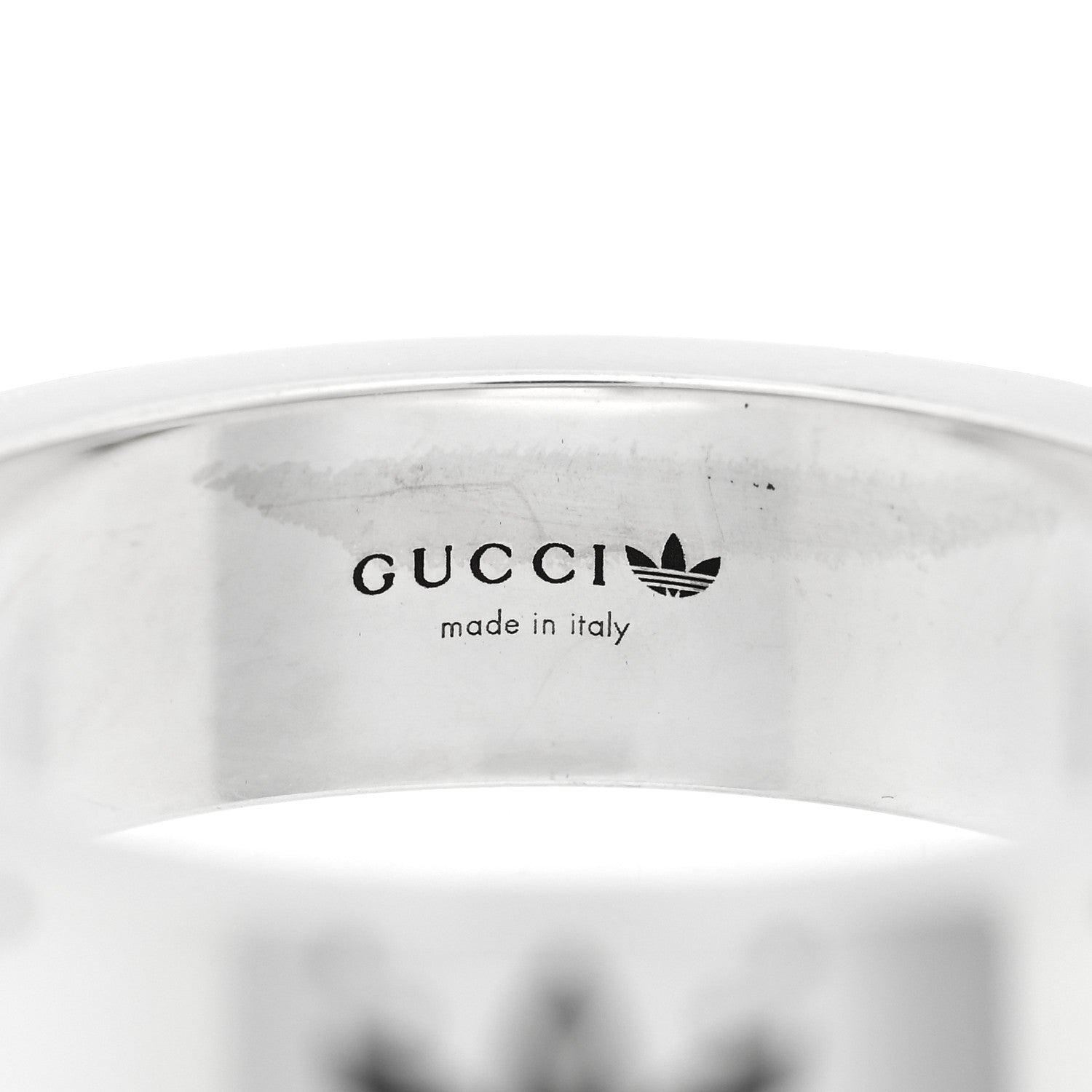 Gucci X ADIDAS Sterling Silver Trefoil GG Monogram Band Ring 62 10 4 of 5