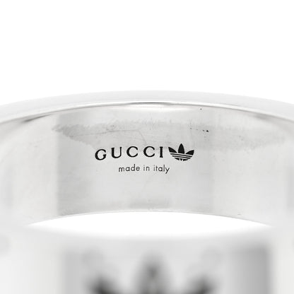 Gucci X ADIDAS Sterling Silver Trefoil GG Monogram Band Ring 62 10 4 of 5