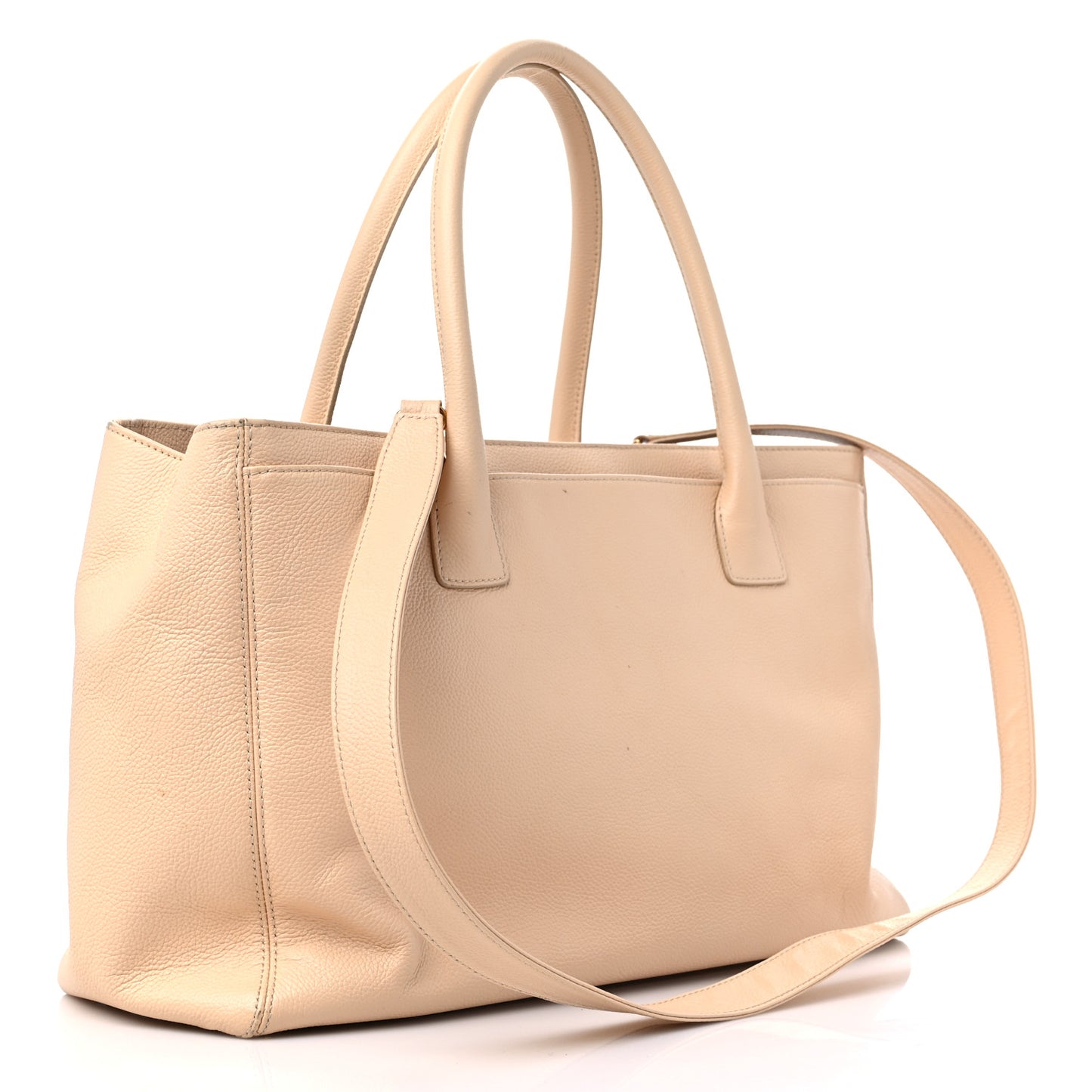 Calfskin Cerf Executive Shopper Tote Beige
