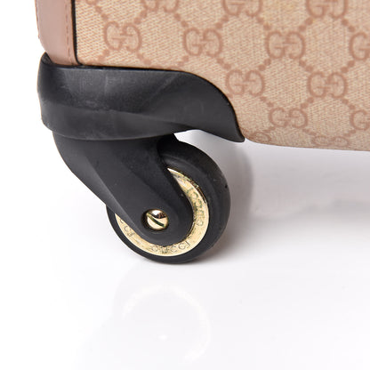 Gucci GG Supreme Monogram Selleria Calfskin Four Wheel Carry On Suitcase Winter Rose 10 of 23
