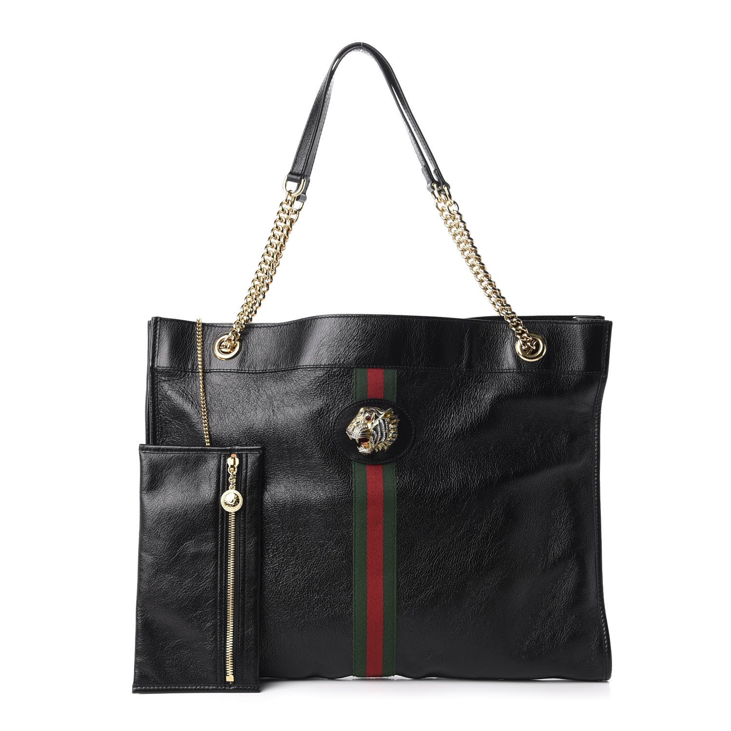 Gucci Calfskin Large Rajah Chain Tote Black 1 of 14
