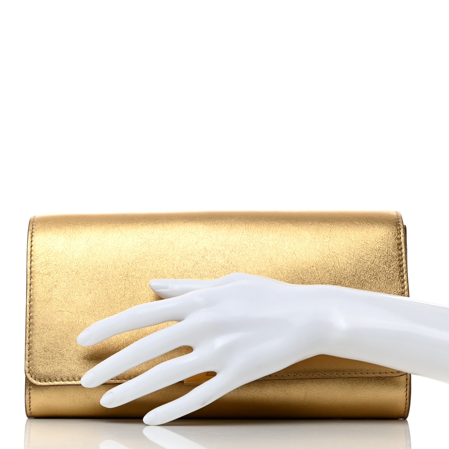 LOUIS VUITTON Metallic Calfskin Louise Clutch Gold