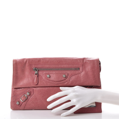 Balenciaga Agneau Giant 12 Silver Hardware Envelope Clutch Rose Bruyere 2 of 7