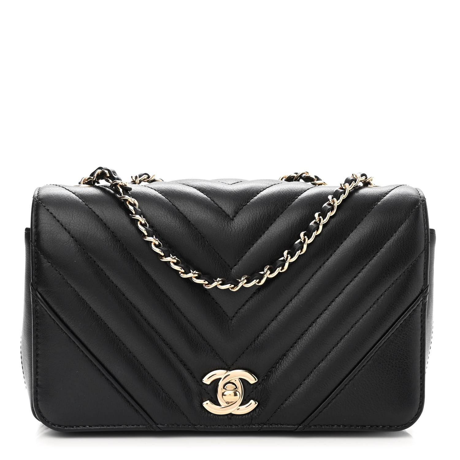 Chanel Calfskin Chevron Quilted Mini Statement Flap Black 1 of 12
