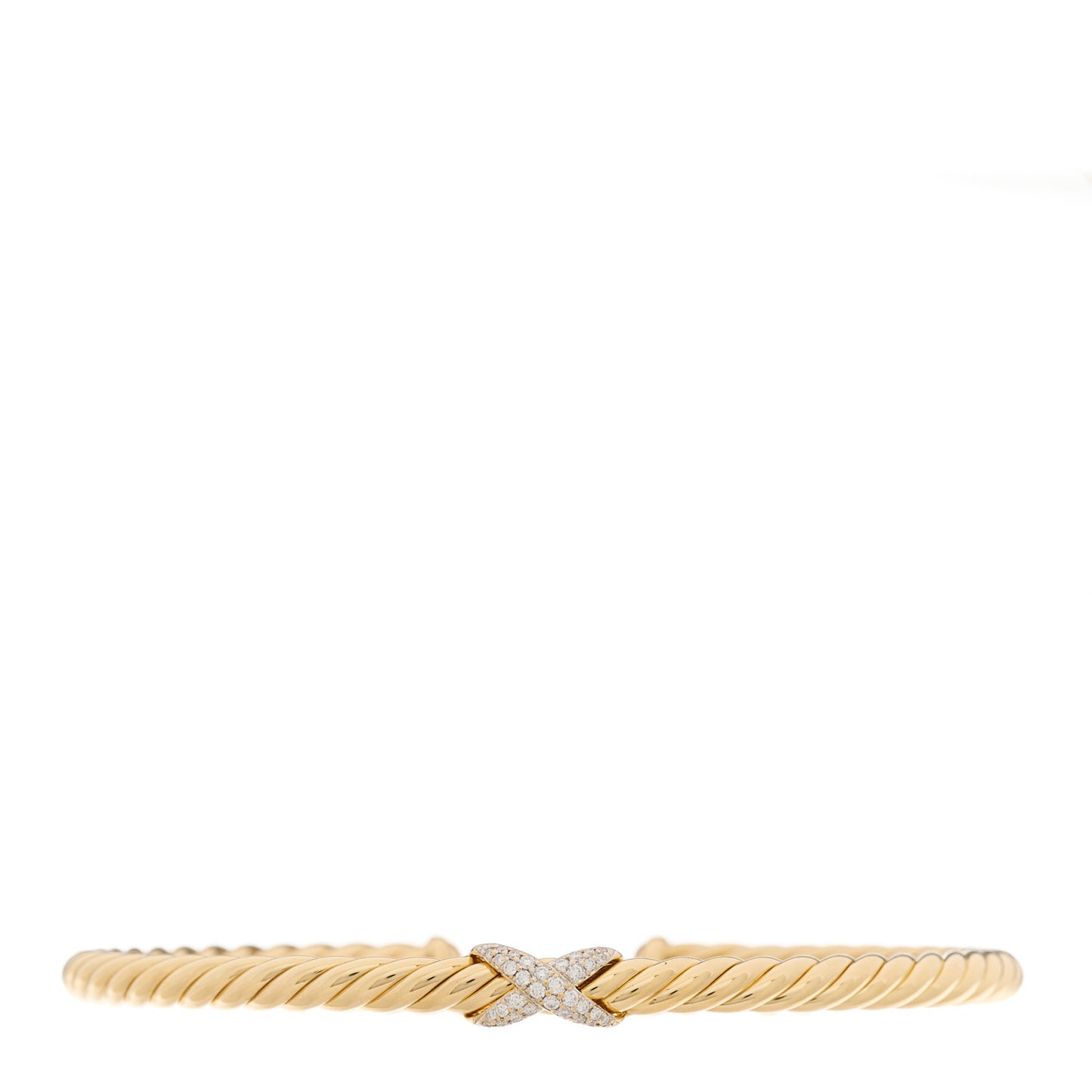 18K Yellow Gold Diamond 4mm Cablespira X Station Cable Bracelet