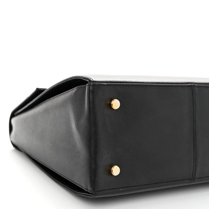 Salvatore Ferragamo Hammered Calfskin Medium Iconic Top Handle Bag Black 8 of 12