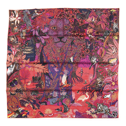 Hermes Silk Wild Singapore Scarf 90 Rouge Violet Beige 1 of 7