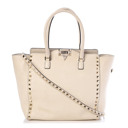 Valentino Garavani Vitello Rockstud Double Handle Tote Ivory 1 of 14