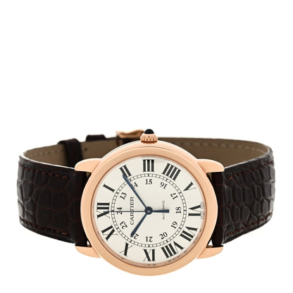 Cartier Stainless Steel 18K Pink Gold Alligator 36mm Ronde Solo Automatic Watch Brown 2 of 5