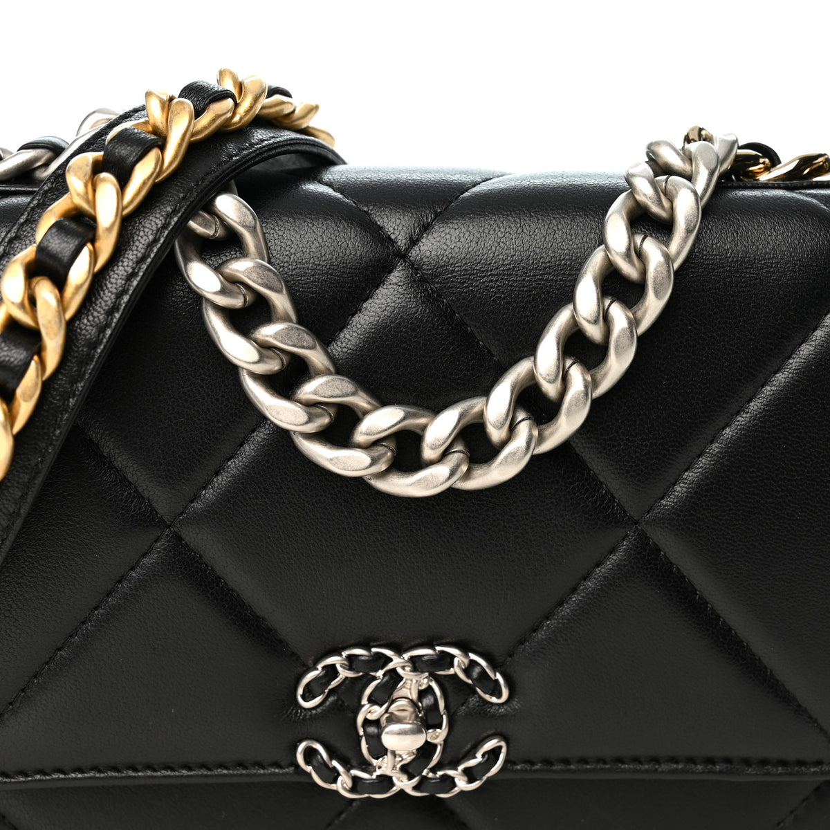 Chanel Lambskin Quilted Chanel 19 Wallet On Chain WOC Black 9 of 11