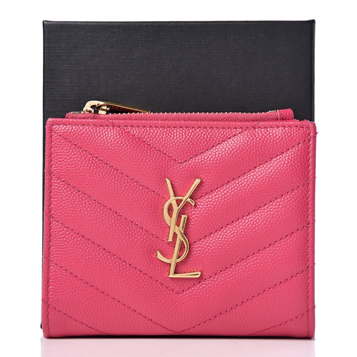 Grain De Poudre Matelasse Chevron Monogram Zipped Card Case Fresh Fuxia