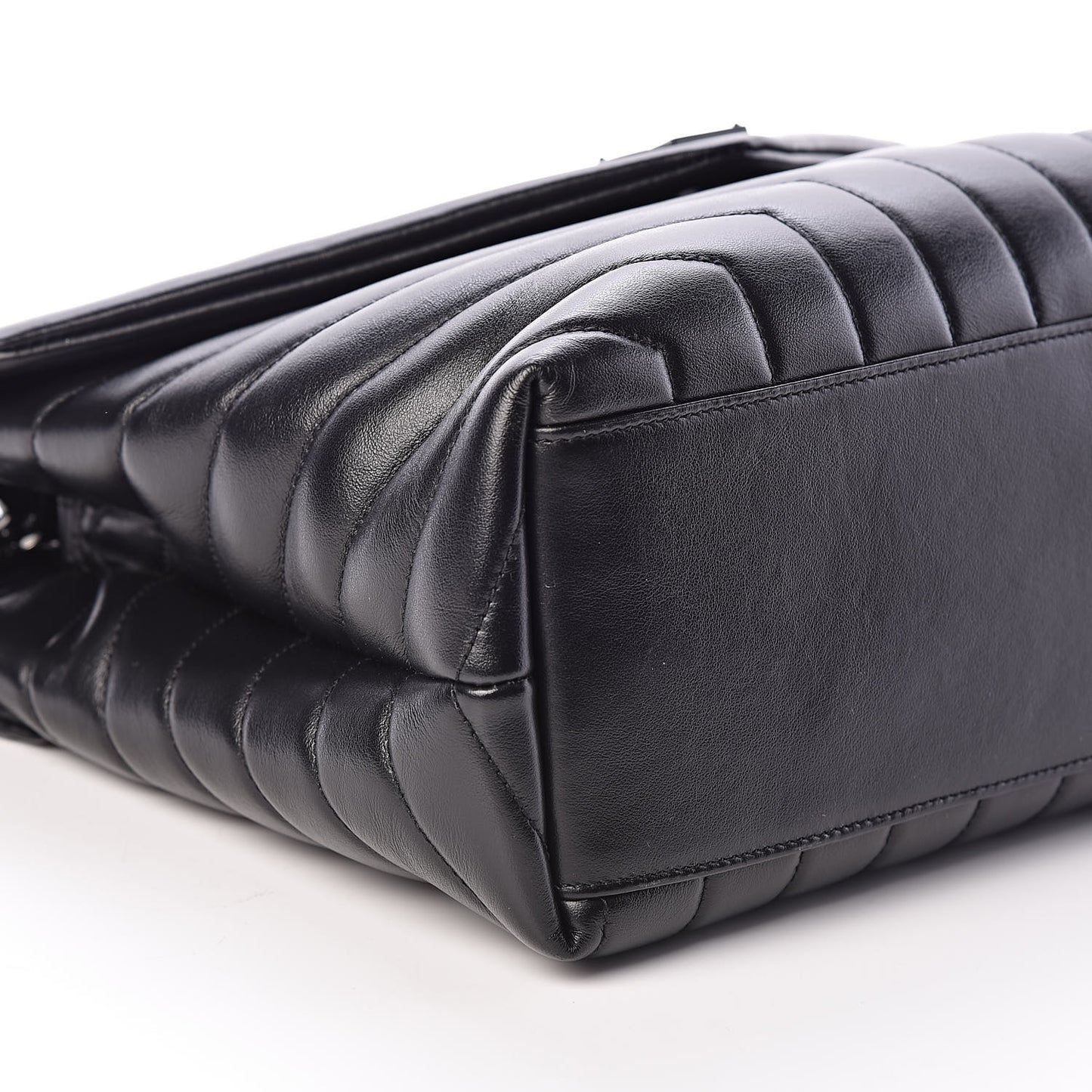 Calfskin Y Quilted Monogram Medium Loulou Chain Satchel Black