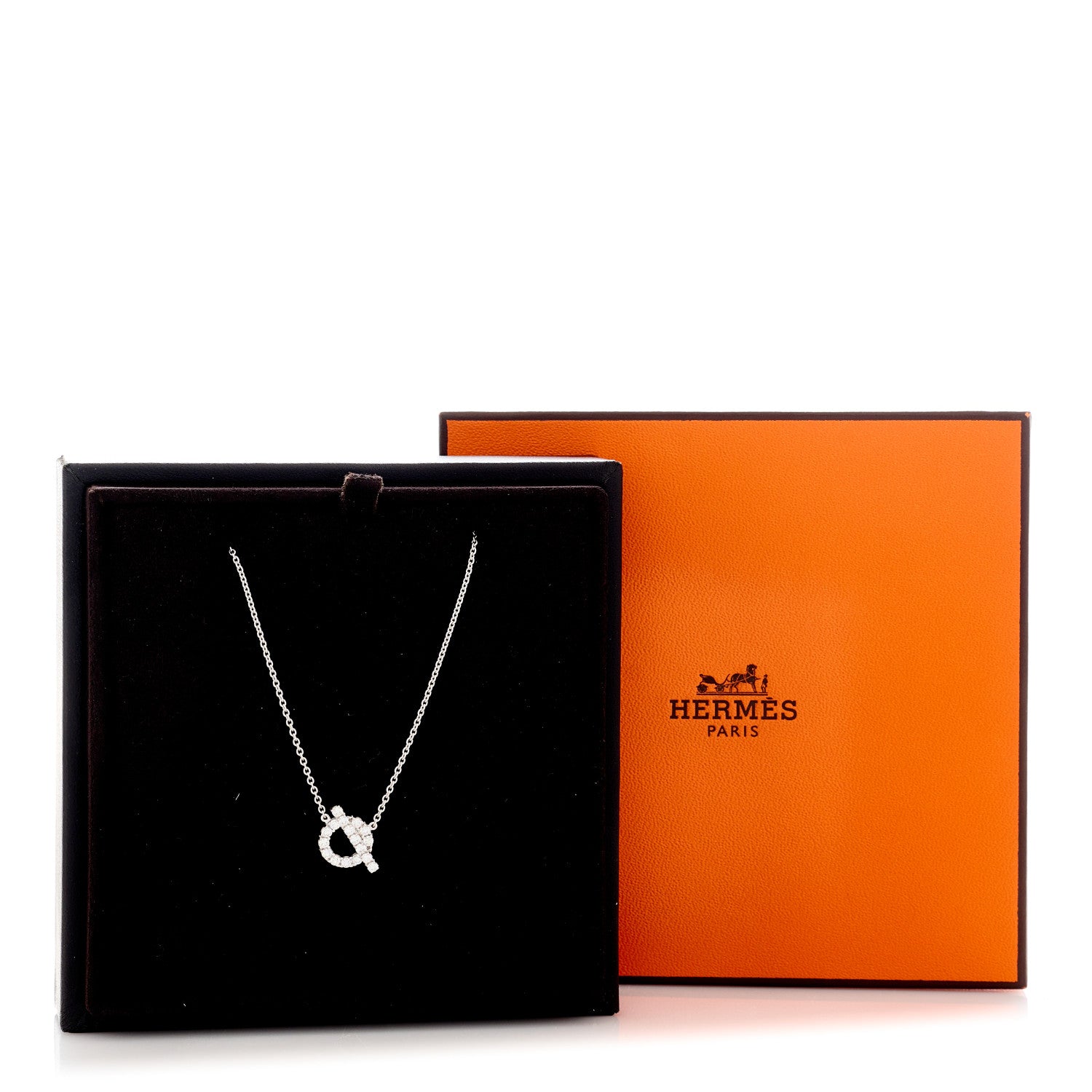 Hermes 18K White Gold Diamond Finesse Pendant Necklace 5 of 5