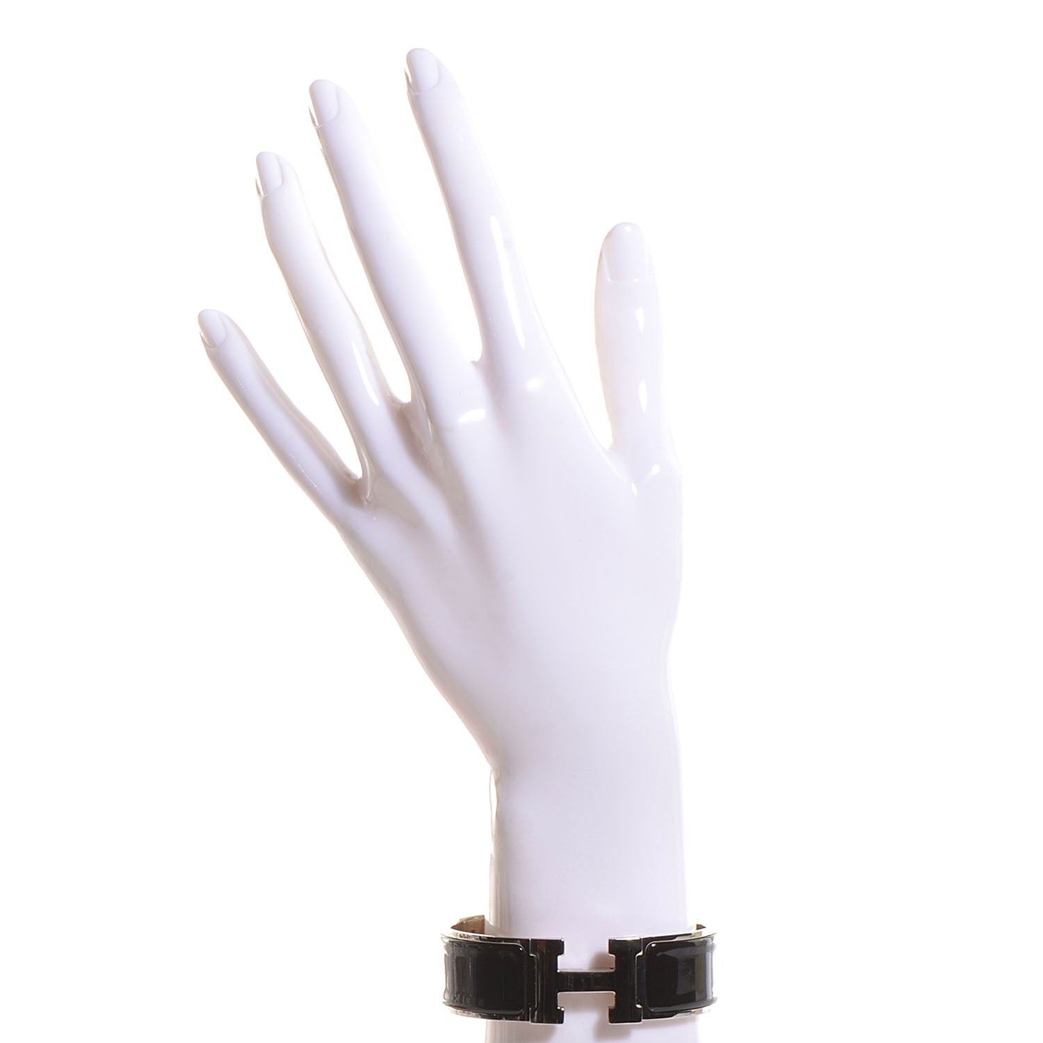 Hermes Enamel Wide Clic Clac H Bracelet GM Black 2 of 6