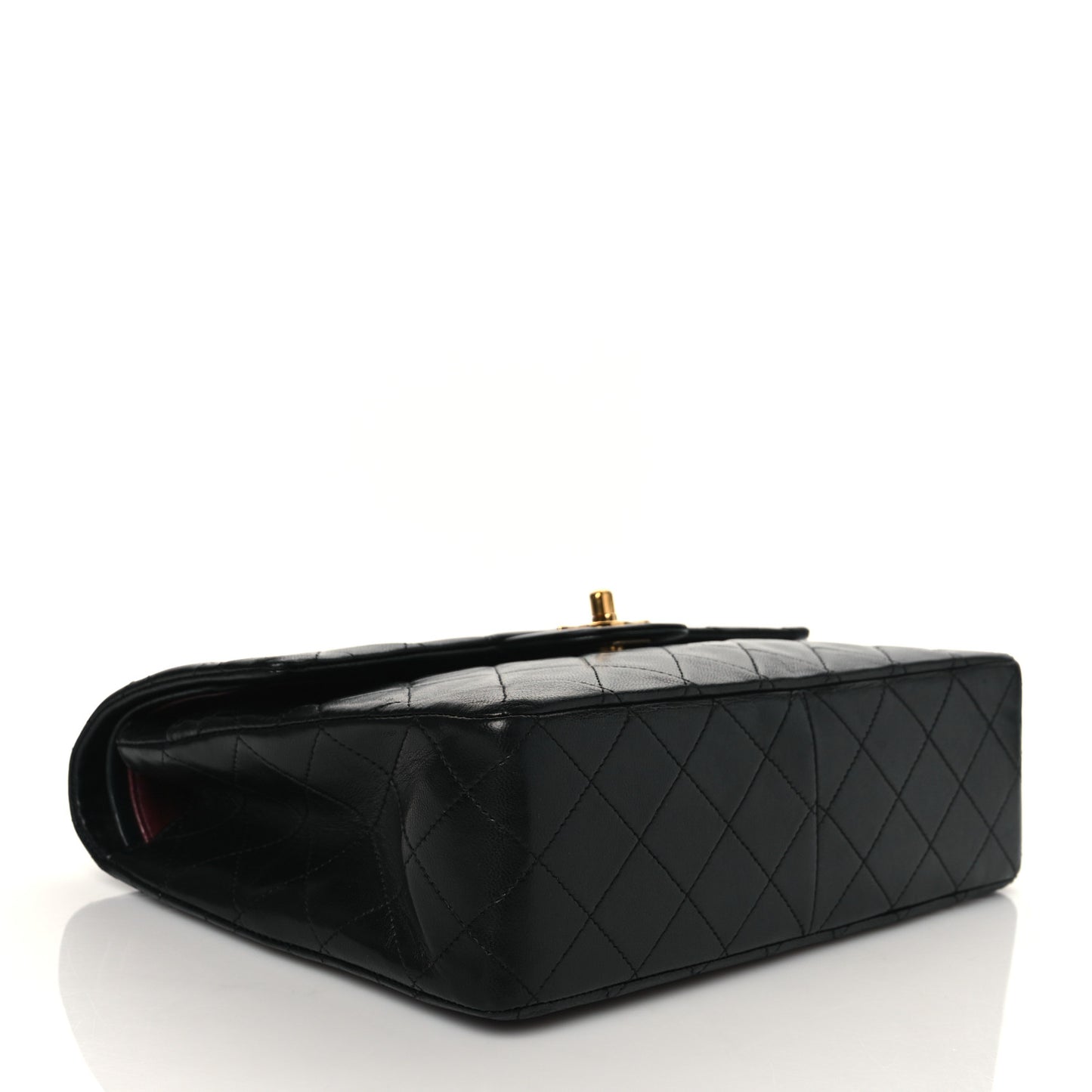 Lambskin Quilted Medium Double Flap Black