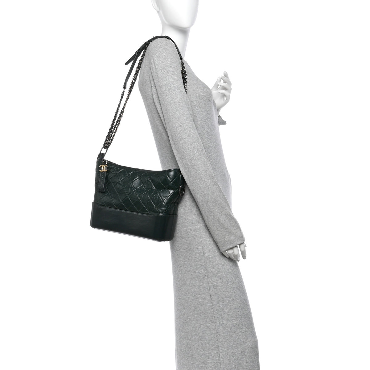 Chanel Aged Calfskin Quilted Medium Gabrielle Hobo Green 3 of 25