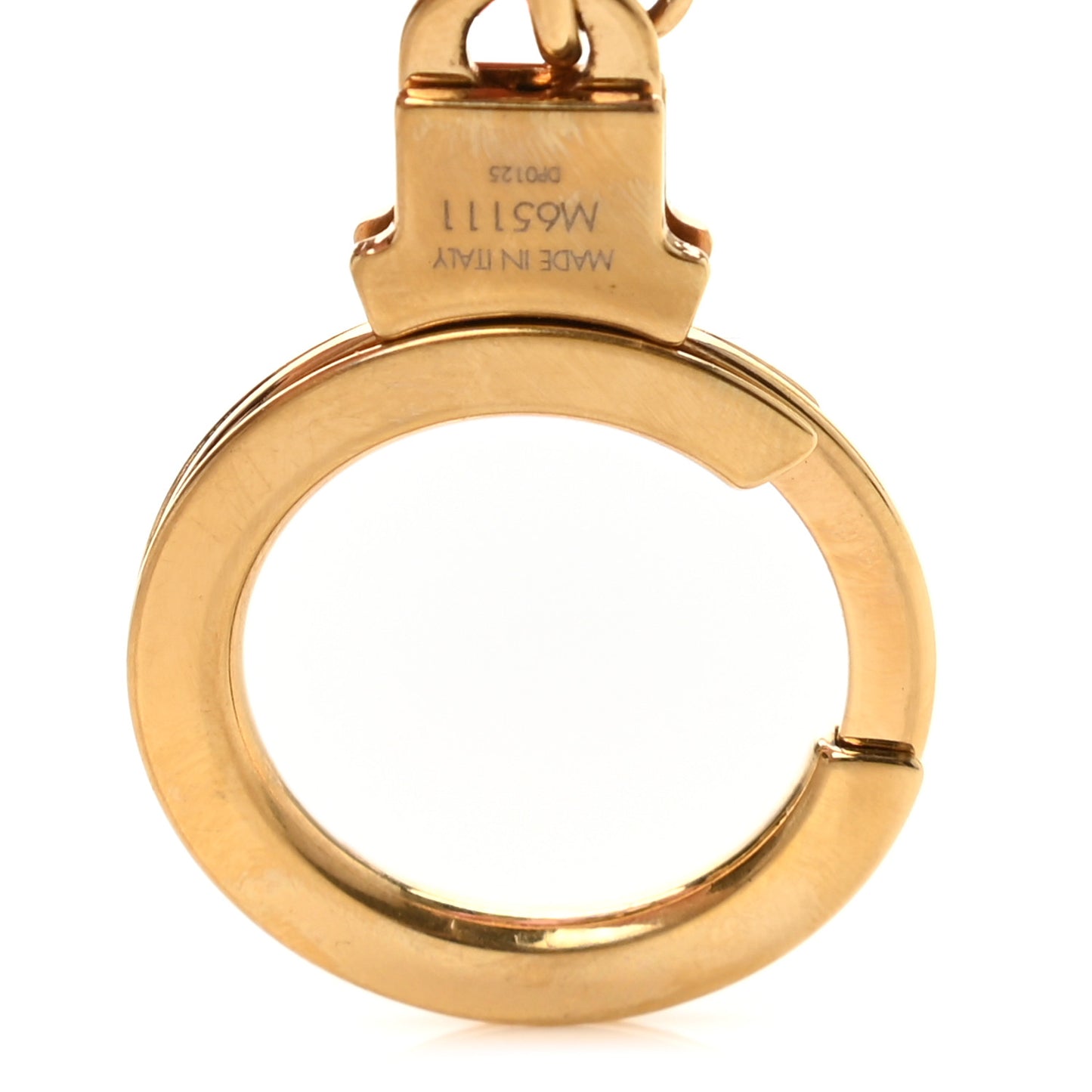 Brass Enamel Fleur De Monogram Bag Charm Chain Gold