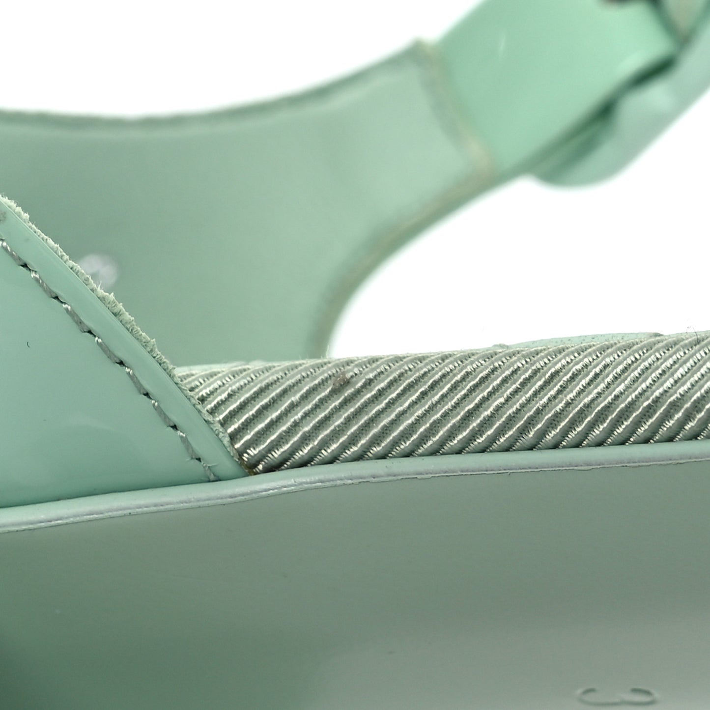 Patent CC Logo Thong Sandals 38.5 Green