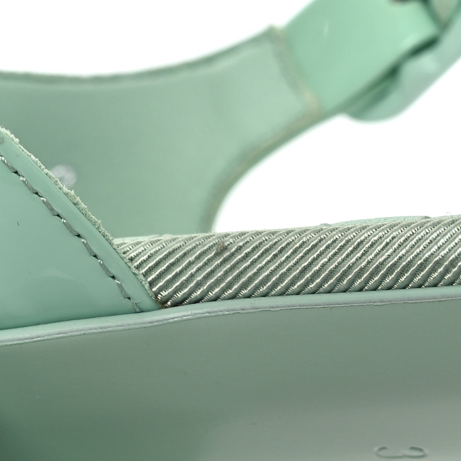 Chanel Patent CC Logo Thong Sandals 38.5 Green 12 of 13