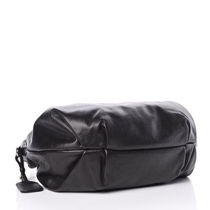 Prada Soft Calf Pleated Hobo Black 4 of 9