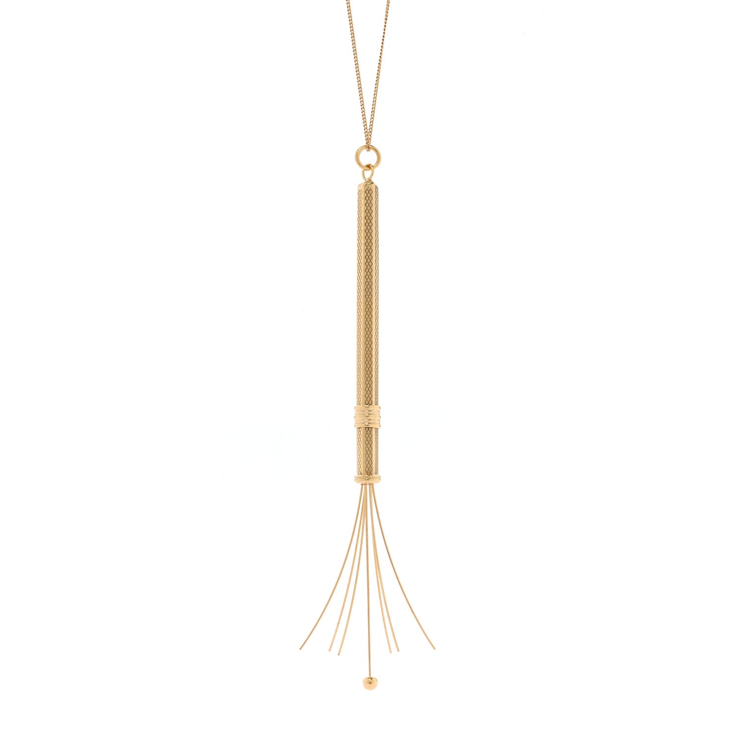 Saint Laurent Brass Long Stirrer Pendant Necklace Gold 4 of 7