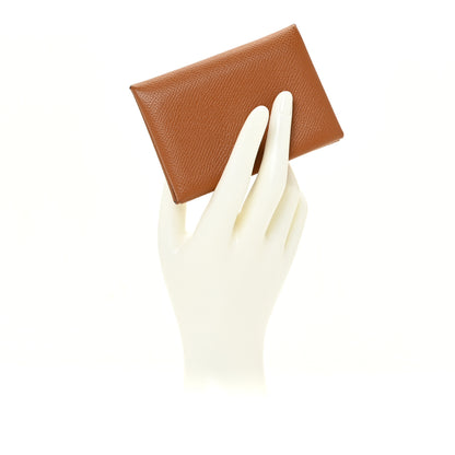 Hermes Epsom Calvi Duo Card Case Gold 2 of 11