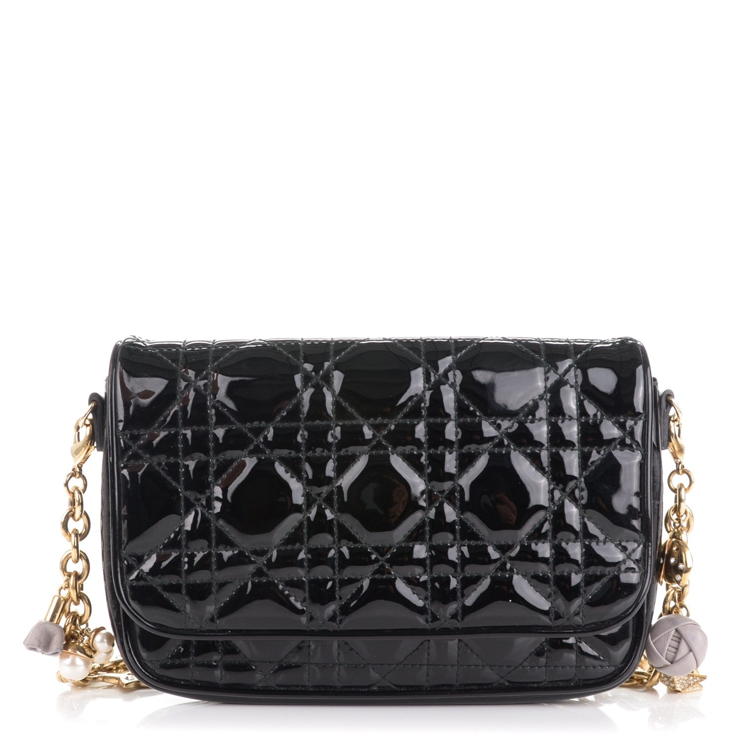 Christian Dior Patent Cannage Lady Dior Charms Pochette Black 1 of 10
